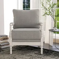 Gray and White Beaded Frame Accent Chair