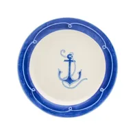 White and Blue Nautical Salad Plate Set, Set of 4