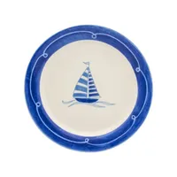 White and Blue Nautical Salad Plate Set, Set of 4