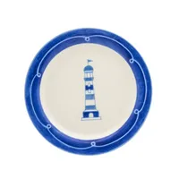 White and Blue Nautical Salad Plate Set, Set of 4