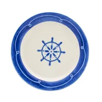 White and Blue Nautical Salad Plate Set, Set of 4