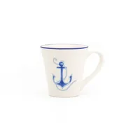 White and Blue Nautical Mugs, Set of 4