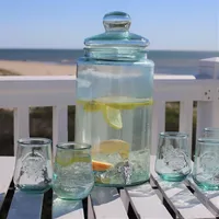 Blue Recycled Glass Beverage Dispenser