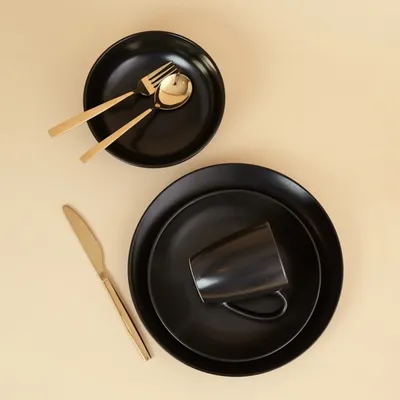 Black Semi Matte Modern 16-pc. Dinnerware Set