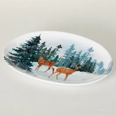 Reindeer Winter Scene Platter