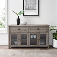 Graywash Rustic Glass Front Sideboard