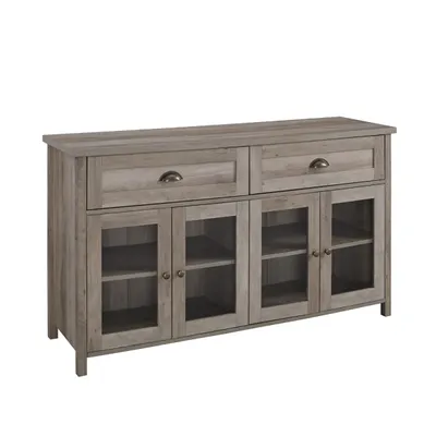 Graywash Rustic Glass Front Sideboard