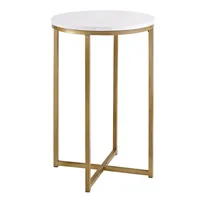 Round White Marble and Gold Accent Table