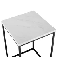 White Faux Marble Open Frame Side Table