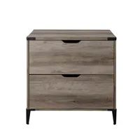 Gray Wood and Iron Accent Filing Cabinet