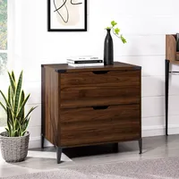 Dark Walnut Wood and Iron Accent Filing Cabinet