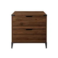 Dark Walnut Wood and Iron Accent Filing Cabinet