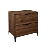 Dark Walnut Wood and Iron Accent Filing Cabinet