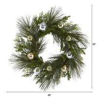 Pine Mix and Ornament Wreath