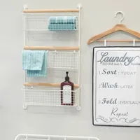 White Metal 4-Basket Wall Shelf