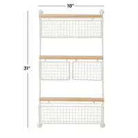 White Metal 4-Basket Wall Shelf