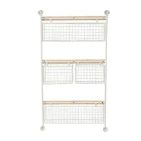 White Metal 4-Basket Wall Shelf
