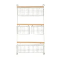 White Metal 4-Basket Wall Shelf