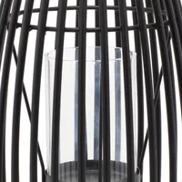 Black Metal Vertical Caged Lantern, 12 in.