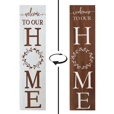 Welcome to Our Home Wreath Two-Sided Porch Board