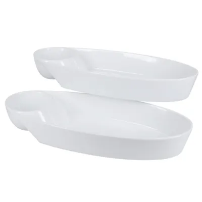 White Porcelain Chip & Dip Bowls, Set of 2
