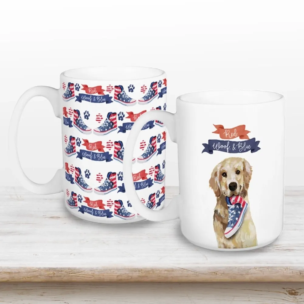 Red, Woof, & Blue Pup 2-pc. Ceramic Mug Set