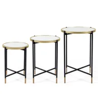 Anastasia Mirrored Metal Accent Tables, Set of 3