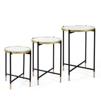 Anastasia Mirrored Metal Accent Tables, Set of 3