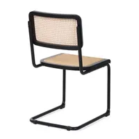 Black Framed Woven Cane Dining Chairs, Set of 2