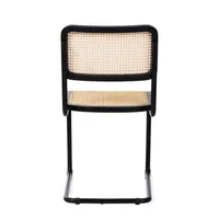 Black Framed Woven Cane Dining Chairs, Set of 2