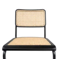 Black Framed Woven Cane Dining Chairs, Set of 2