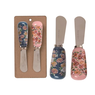 Blue and Floral Cheese Spreaders