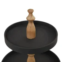 Black Wood 3-Tiered Decorative Tray