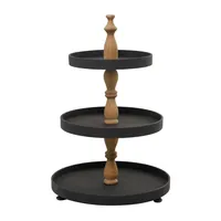 Black Wood 3-Tiered Decorative Tray