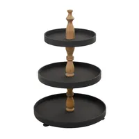 Black Wood 3-Tiered Decorative Tray