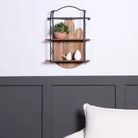 Wood and Metal Farmhouse Sled Wall Shelf