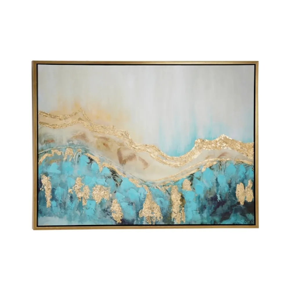 Gold Geode Slice Framed Canvas Art Print