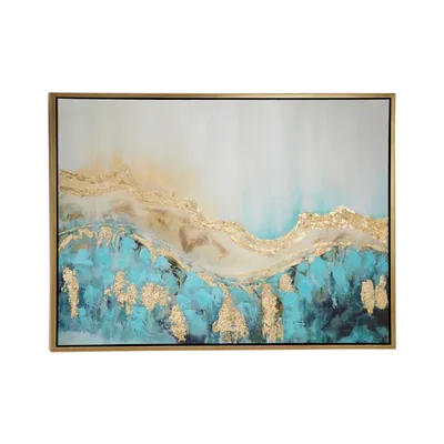 Gold Geode Slice Framed Canvas Art Print