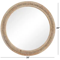 Round Distressed Beaded Wall Mirror, 28 in.