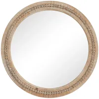 Round Distressed Beaded Wall Mirror, 28 in.