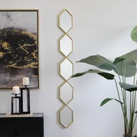 Gold Slim Stacked Hexagons Wall Mirror