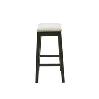 Ivory Upholstered Saddle Seat Counter Stool