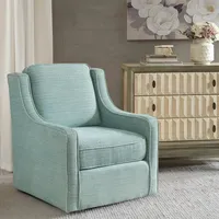 Aqua Upholstered Swivel Accent Chair