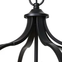 Round Black Iron Ornate Pendant Light