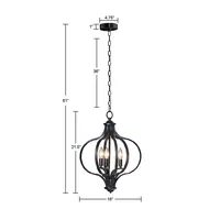 Round Black Iron Ornate Pendant Light