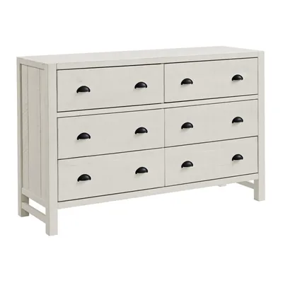 Arden White Wood 6-Drawer Dresser