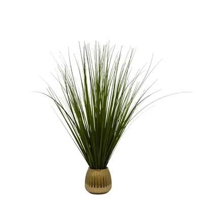 Grass Arrangement in Gold Ribbed Pot