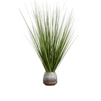 Grass Arrangement in Silver Ribbed Pot