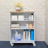 White Metal Rolling Storage Cart