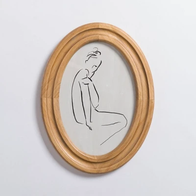 Woman Sketch Oval Framed Art Print